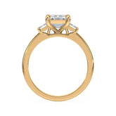 Diamond Engagment Ring set With Emerald Cut Diamond & Emeral Cut Side Diamonds